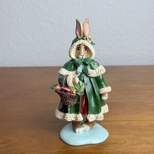 Donna Little's Enesco‎ Bunny w Basket of Vegetables Figurine Easter Resin T72